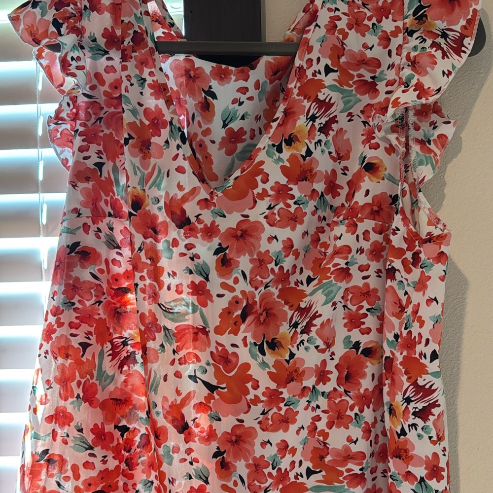 Floral V-Neck Ruffle Sleeve Top